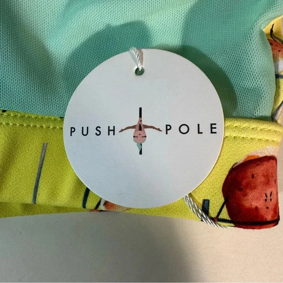 Push and Pole Top - Potatoes Cross Mesh Bra NWT XL Removable Pads Yellow Workout - Picture 7 of 7
